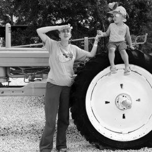 Chris and {Mom|Mother} {learn how to|discover ways to|learn to} harvest strawberries and {vegetables|greens} {at the|on the} farm