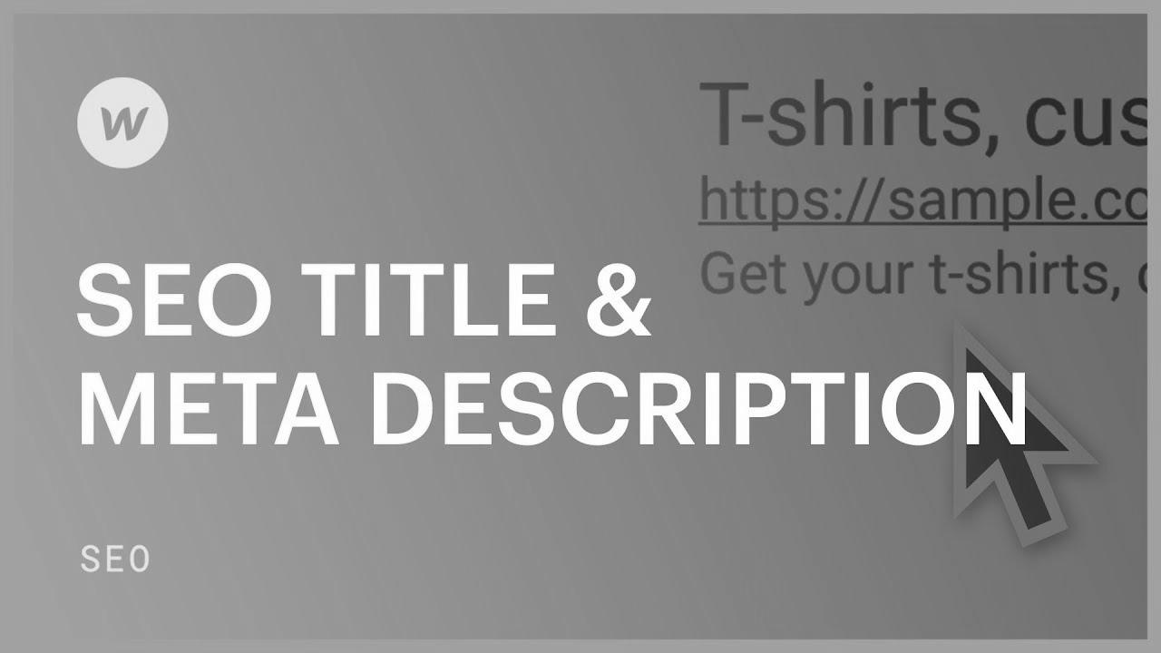 search engine optimisation Title & Meta Description — web optimization tutorial